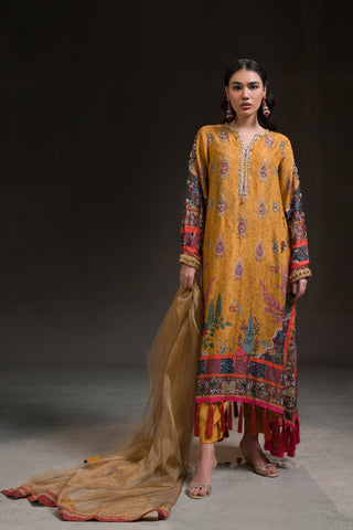 Mustard Gold Kaftan Set (D-12)