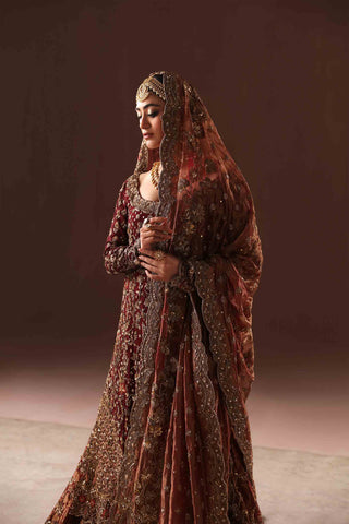 Maroon and Antique gold farshi gharara set (BR-09)