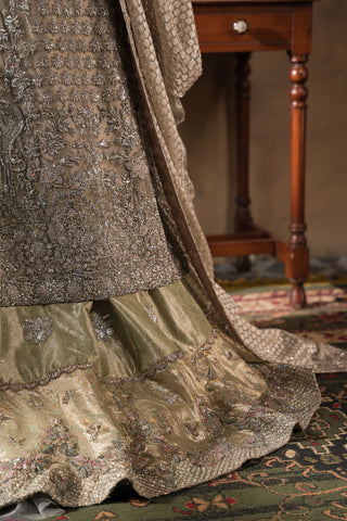 Silvery Champagne and Mint Farshi Lehnga Bridal (BR-12)