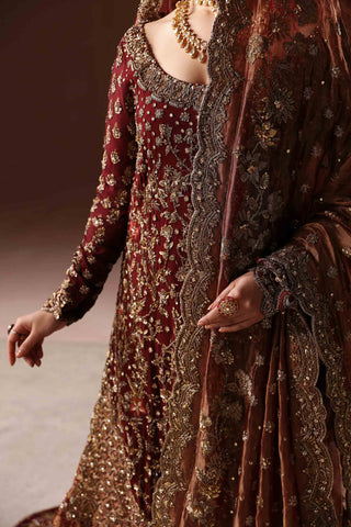 Maroon and Antique gold farshi gharara set (BR-09)