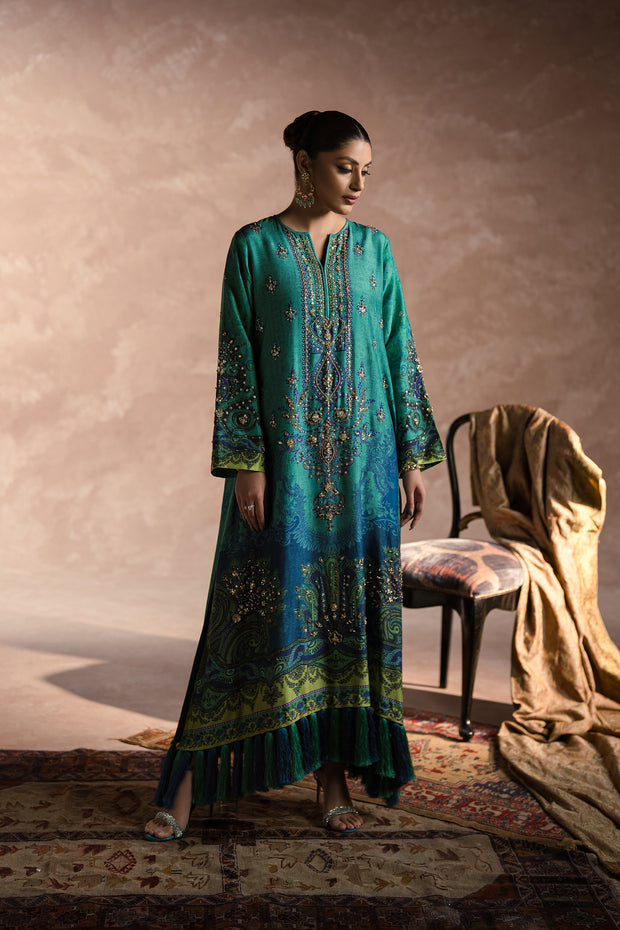 Peacock Garden Kaftan Set (D-01)