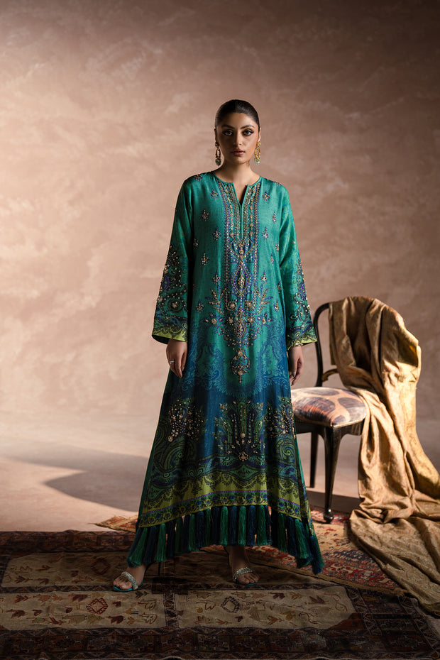 Peacock Garden Kaftan Set (D-01)