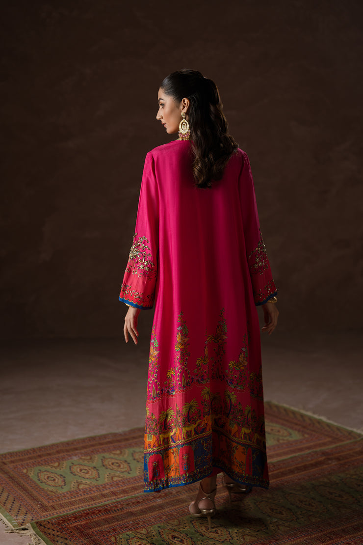 Hot Pink Party Kaftan Set  (D-02)