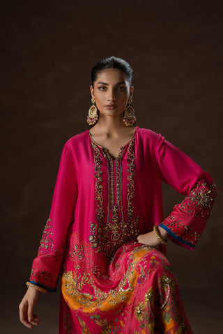 Hot Pink Party Kaftan Set  (D-02)