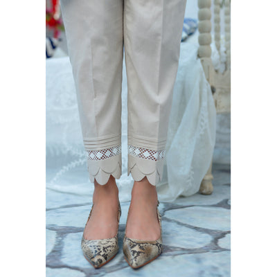 Buy Cream Straight Trouser Pant With Chickan Cutwork Design Online in India   Etsy